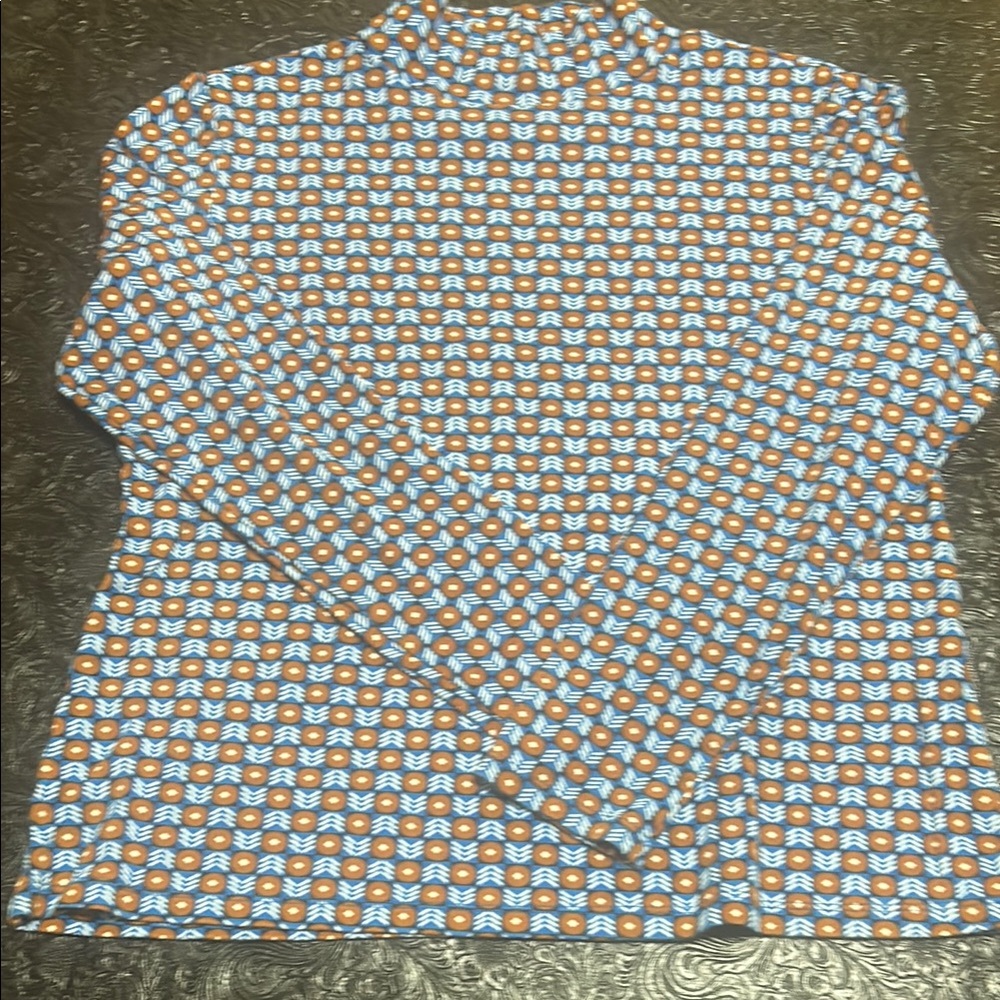 Croft & Barrow Blue and Brown Patterned Shirt